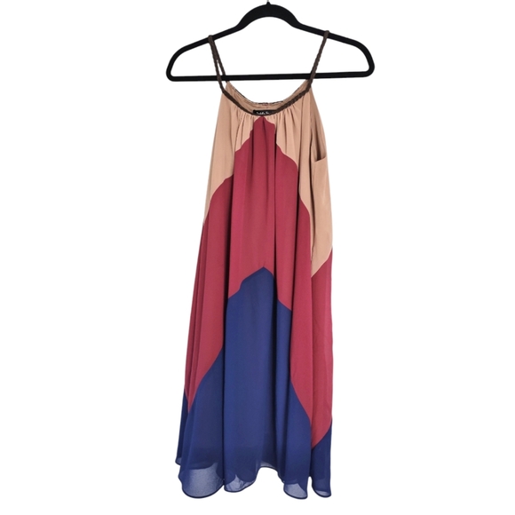 Double Zero Dresses & Skirts - Double Zero Dark‎ Chof Halter Sleeveless Chiffon Dress Flowy Beachy Lined